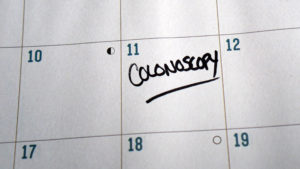 Calendar with the word Colonoscopy written on a date